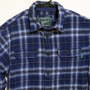 Woolrich Shirt Mens Large Long Sleeve Button Flannel Blue White Plaid Shacket